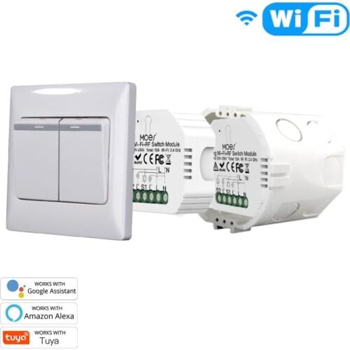 2021 New DIY Mini WiFi Smart Light Switch Module Smart Life Tuya Remote Control Work With Alexa Google Home 2 Way 2 Gang