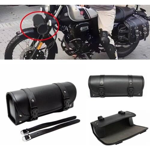 Vintage Black Motorcycle Saddle Bags PU Leather Motorbike Side Tool Tail Bag Luggage for Harley Universal