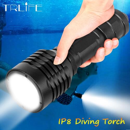 Diving Flashlight XM-L2 LED waterproof 200m underwater Scuba diver diving light LED flashlight white light torch 18650 battery