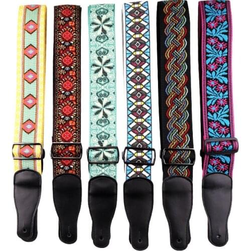 Pattern Embroidery Cotton Guitar Strap Electric Guitar Acoustic Guitar Folk Guitar Bass Strap