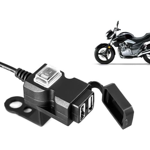 Dual USB 12V-24V Universal Waterproof Motorbike Motorcycle Handlebar Charger Adapter Power Supply Socket for Phone Mobile