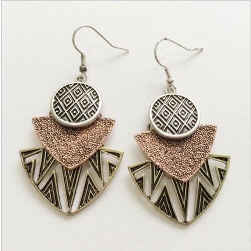 Vintage Gold Mix Alloy Triangle Round Drop Earrings For Women Cute Metal Pendant Fish Dangle Fashion Jewelry Pendietes Bijous