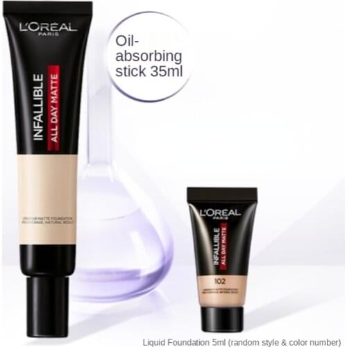 GY Loreal Oil-Absorbing Stick Liquid Foundation Matte Oil Control Concealer BB Cream Base Makeup 24 Hours Smear-Proof Makeup