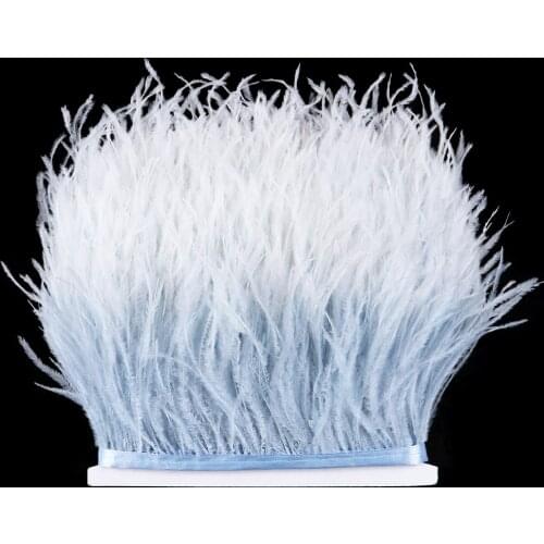 1 Meter Bicolor Ostrich Feathers Fringe Trim Dyed Colorful Feather Ribbon 10-15 CM Wedding Dress Decor Sewing Crafts Plume