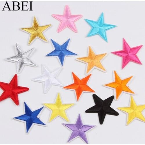 10pcs 4cm Assorted Star Stickers Iron On Embroidery Cartoon Stars Patches DIY Garments Accessories Sew On Appliques Badge