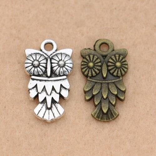 20Pcs Tibetan Silver Plated Owl Bird Charm Pendant Jewelry DIY Findings Making Bracelet Accessories 20x11mm