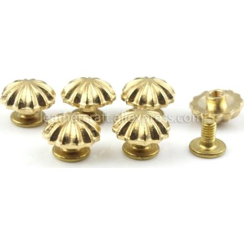10 pcs Solid Brass Chrysanthemum Screw Back Rivets Studs Fashion Clothing Luxury Bag Strap Leather Craft Decor Hardware 2 Sizes