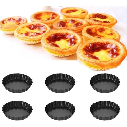 2/4/6 pcs Non-Stick Tart Quiche Flan Pan Molds Pie Pizza Cake Mold Removable Loose Bottom Fluted Heavy Duty Pizza Pan Bakeware
