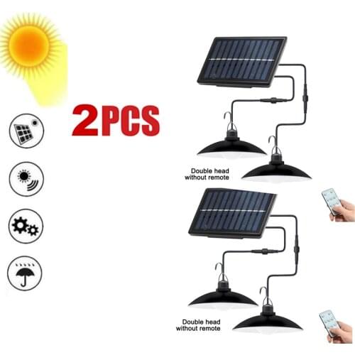 2pcs Retro Lampshade Outdoors Solar Chandelier Light Waterproof Portable Solar Panel Hanging Camping Lamp 15W Portable Emergency