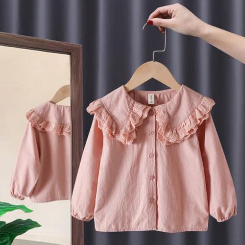 2021 Baby Girls baby Cotton soild lace full T-Shirts shirt Cute Children kids Blouse Clothes