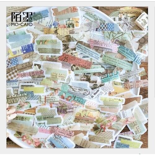 60pcs/bag Nostalgic Vintage bill Old newspaper tickets travel stamps Decorative Sticker DIY Planner Scrapbooking index Sticker