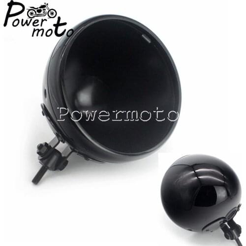 7" Motorcycle Bottom Mount Headlight Housing For Harley Bobber Chopper Yamaha Honda Custom LED Headlamp Light Bulb Bucket Shell