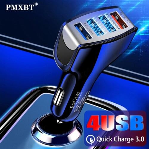 QC 3.0 USB Car Charger 4 Port Mobile Phone Fast Charging Adapter For iPhone X Xiaomi Mi 9 Redmi Smartphone Universal Car Charger