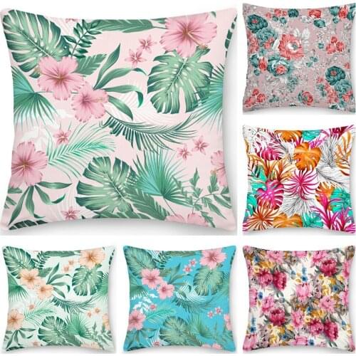 3d Floral Leaves Printed Pillowcase Sofa Cushion Case Bed Pillow Cover Home Decor Car Cushion Cover Floral Pillow Case 45*45cm