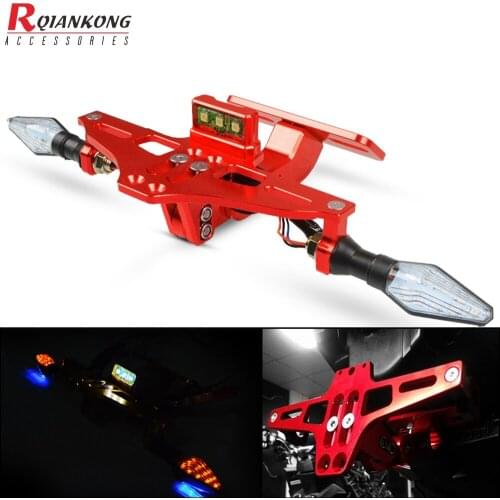 Motorcycle CNC Rear License Plate Mount Holder with LED Light Bracket For Yamaha FZ1 Fazer Fz8 Xj6 Mt-09 FZ09 MT07 FZ07 MT 03 10