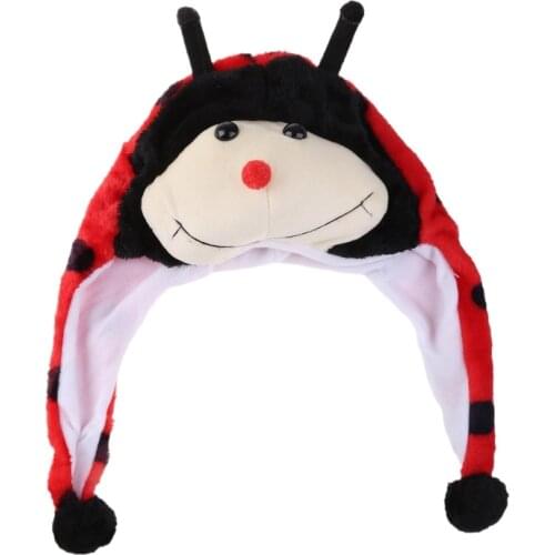 Kids Cartoon Simulation Animal Plush Hat Thicken Fluffy Warm Pompom Earflap Beanie Cap Stuffed Cosplay Performance Props