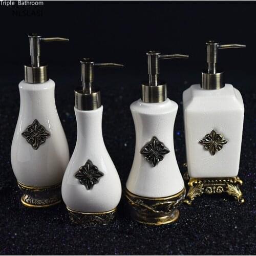 Nordic Retro Portable Ceramic Push Foam Liquid Soap Dispensers Lotion Bottle Bath Decor Home Hotel Travel Bathroom Accessories