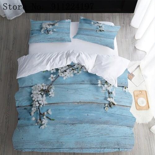 Flower Pringting Duvet Cover Home Textile Warm Bedding Set Blue Color Quilt Cover Single Double Queen King Size For Kids Adult