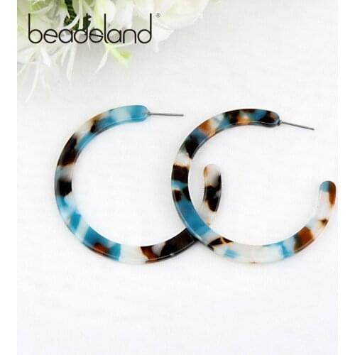 Beadsland Acetic Acrylic Colorful Hoop Earrings C shapped Design Fashion Bohemia Woman Girl Party Festival Hot Sell Gift 40185