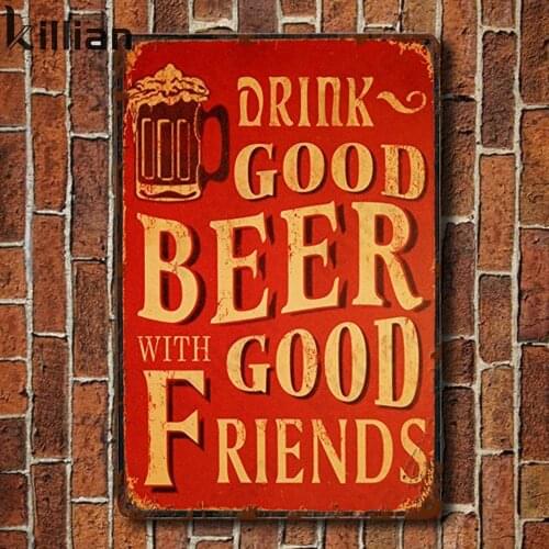 Beer Text Creative Metal Plate Retro Drink Advertising Art Metal Plaque Bar Kitchen Club Hotel Wall Decoration Metal Poster