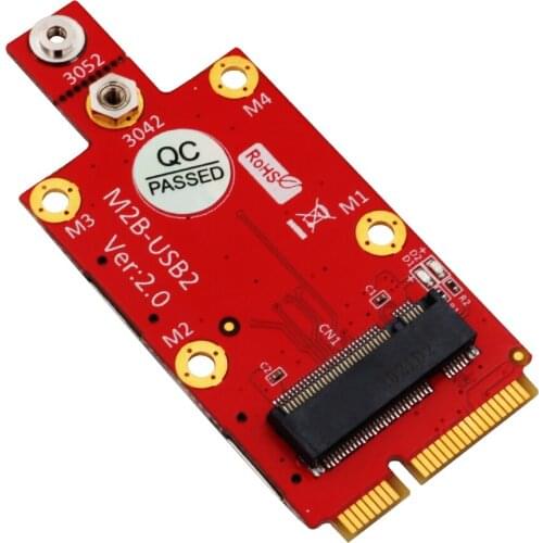 M.2 Key B to Mini PCI-E Adapter with Dual Nano SIM Card Slot for 3G/4G/5G Module