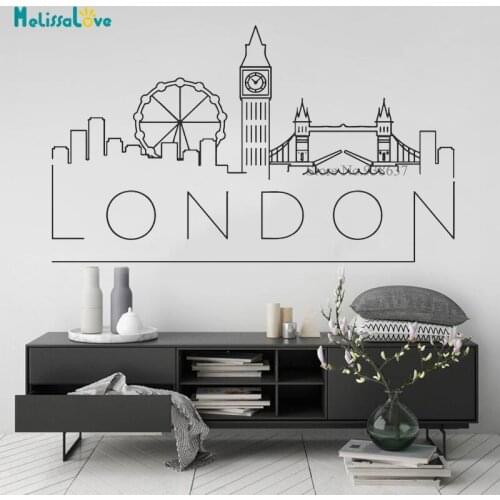 Fashion Sticker Mural London United Kingdom Fog City Skyline Decal Wall Art World Decal Rtudy Room Office Decor Poster BB153