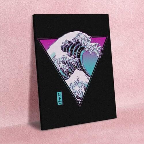 Modular Wall Art Canvas Paintings Picture Prints Kanagawa Surfing Synthwave Retro Poster Home Decor For Living Room Framework