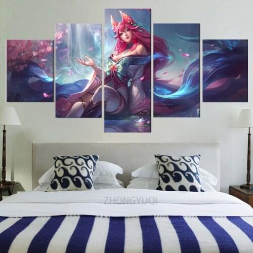 The New Spirit Blossom Ahri Chroma Wall Picture LOL Game Wall Picture for Home Decor HD Game Poster Canvas Wall Art Painting
