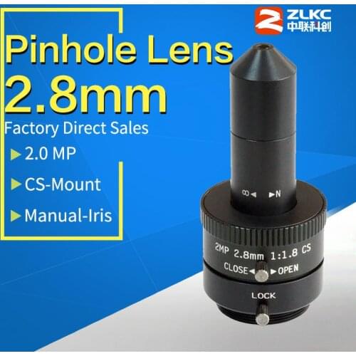 Pinhole lens 2.8mm,1/2.5" CS Mount Lens Machine Vision 2 Megapixel Manual Iris optical HD lens for new CCTV lens cameras