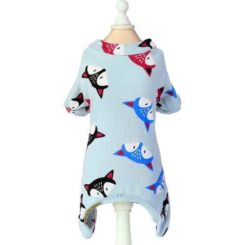 Pet Clothing Animal Printed Clothes for Dog Jumpsuits Small Costume Giraffe Print Cute Spring Summer Blue Collar Perro