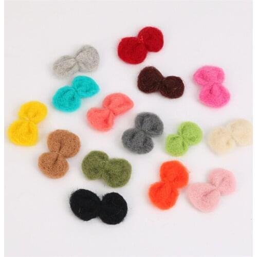 Wholesale 40PCs 50MM Wool Felt Ribbon Bows Patch Sticker Craft Fit Girl Hair Jewelry Garment Shoes Clips Decor Ornament Material
