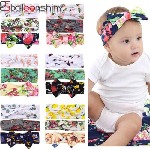 BalleenShiny 3PCS/set Headband for Children Baby Girl Hair Bands Kawaii Accessories New Born Printed Bunny Ears Soft Cotton