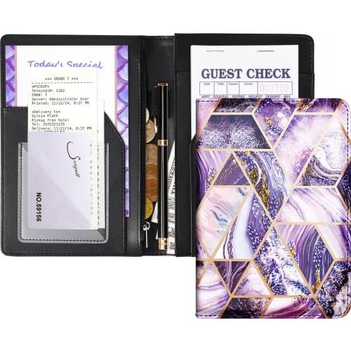 Server Book for Waitress Waiter Marble Pouch with Pen Holder check folder restaurant hotel coffee shop checkbook Pocket holder