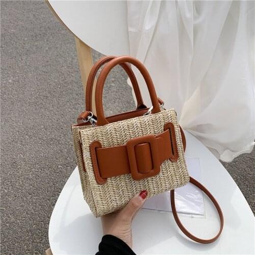 Straw bag Women Summer 2020 Fashion New Womens Hand Woven small Square Bag Vintage Ladies Handbag Shoulder Bag Crossbody Bags