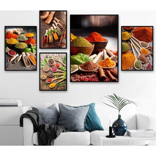 Spices, Ginger, Turmeric, Pepper Canvas Painting Wall Paintings For Kitchen Restaurant Home Decor HD Pictures Canvas Posters