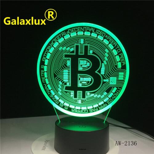 Bitcoin Sign 3D Light Modelling Night Lights 7 Colorful Usb Coin Desk Lamp Baby Bedroom Sleep Lighting Office Light AW-2136
