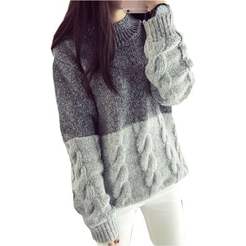 Hedging Sweater Women Loose Knit Shirt Loose Hit Color New Pullover Winter Coat Thick Jumper Sweaters Clothing Vestidos MMY237