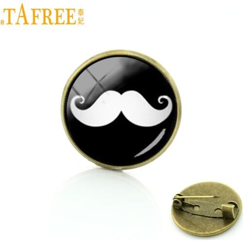 TAFREE Cute vintage mustache pins High Quality grandpa moustache beard badge brooches women men dress accessories gifts T461