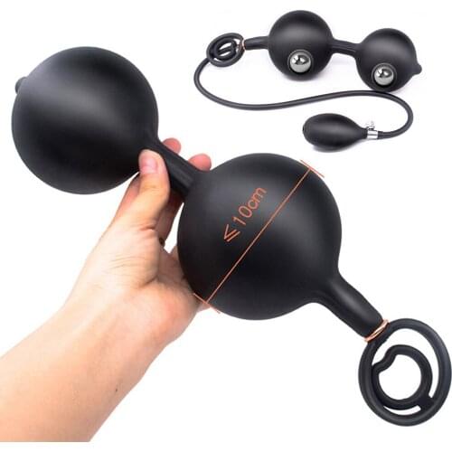 Prostate Massager Vibrator For Men Inflatable Anal Plug With Steel Ball Built-in Resizable Huge Butt Plugs Anal Dilator Sex Toys