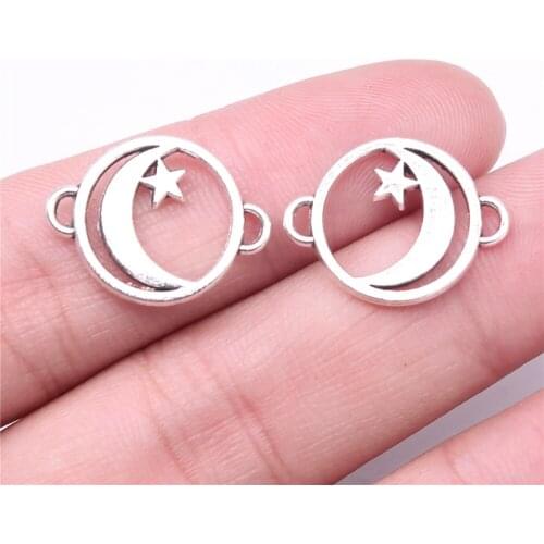 WYSIWYG 20pcs Charms 20x16mm Moon Star Connector Charms For Jewelry Making DIY Jewelry Findings Alloy Charms Pendant