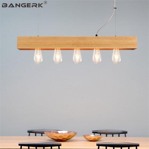 Japanese Wood LED Pendant Light Edison Loft Style Modern Hanging Lamp Industrial Wind Home Decor Indoor Lighting Fixtures