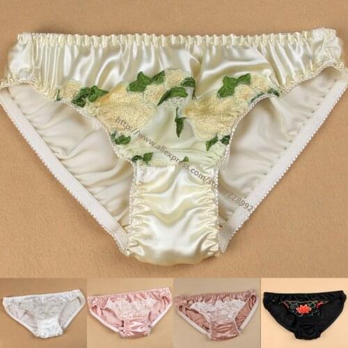 Pure silk Panties Women 100% Mulberry Silk Lace Low-waist Lingeries M/L/XL FREE SHIPPING