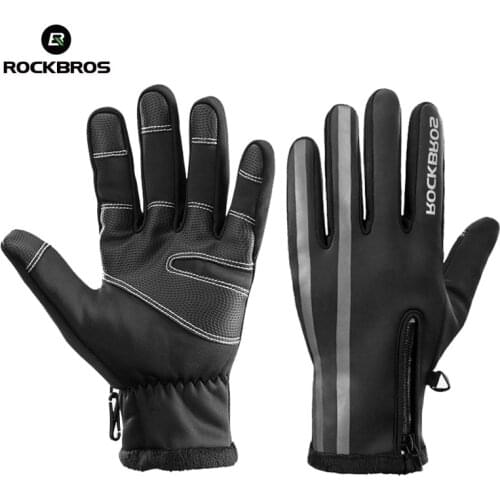 ROCKBROS Winter Touch Screen Mens Ski Gloves Warm Rainproof Snowboarding Bike Cycling Heated Gloves Windproof Thermal Mitten