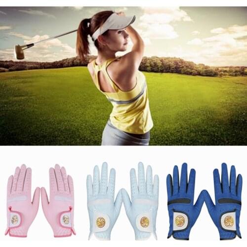 1 pair Women PU Golf Gloves Non-Slip Soft Gloves Sunscreen Breathable Ladies Golf Gloves
