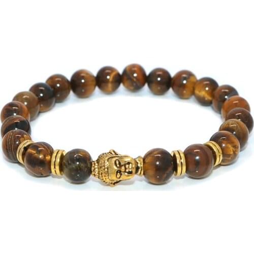 10mm Tiger eyes Beads Bracelet Men Charm Natural Stone Braslet For Man Handmade Casual Jewelry Buddha
