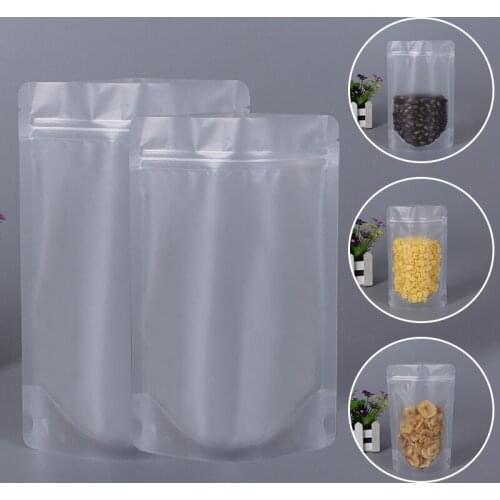 10pcs Translucent Reclosable Self Sealing Ziplock Bag Frosted Food Gift Packing Bag With Zip Lock Food Storage Bag Supplies