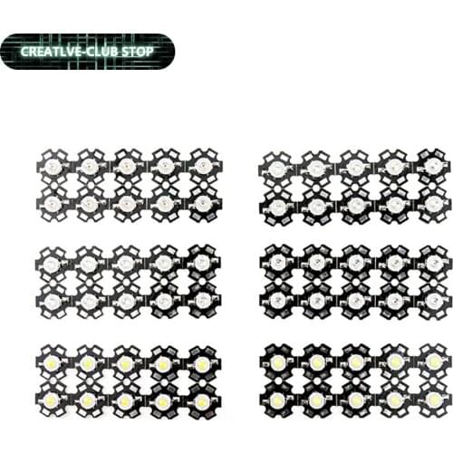 10pcs a lot 1W 3W White/Warm White High Power LED Lamp Bead For Flashlight Lights Bulb Chip+20MM Radiator Aluminum Base For DIY