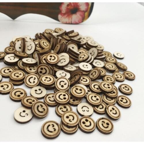 100pcs Natural Wood Slices Unfinished Wood Cut Wood Embellishment Wooden 4 Style Smile Face Shape Craft
