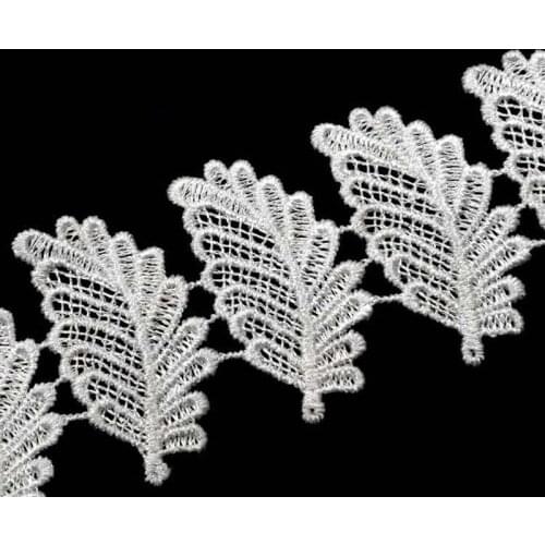 14Yards Leaf White Black Lace Trim Applique Patches Wedding Embroidered Ribbon DIY Handmade Patchwork Sewing Supplies Crafts