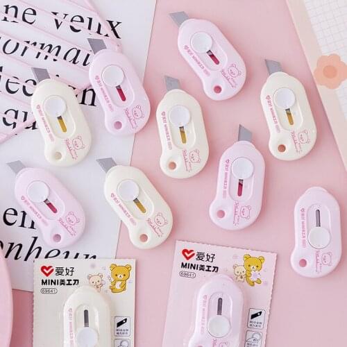 2 pcs/lot Kawaii School Utility Knife Paper Cutters Cute Mini DIY Stationery Knife Box Cutter For Kids Art And Crafts Supplies